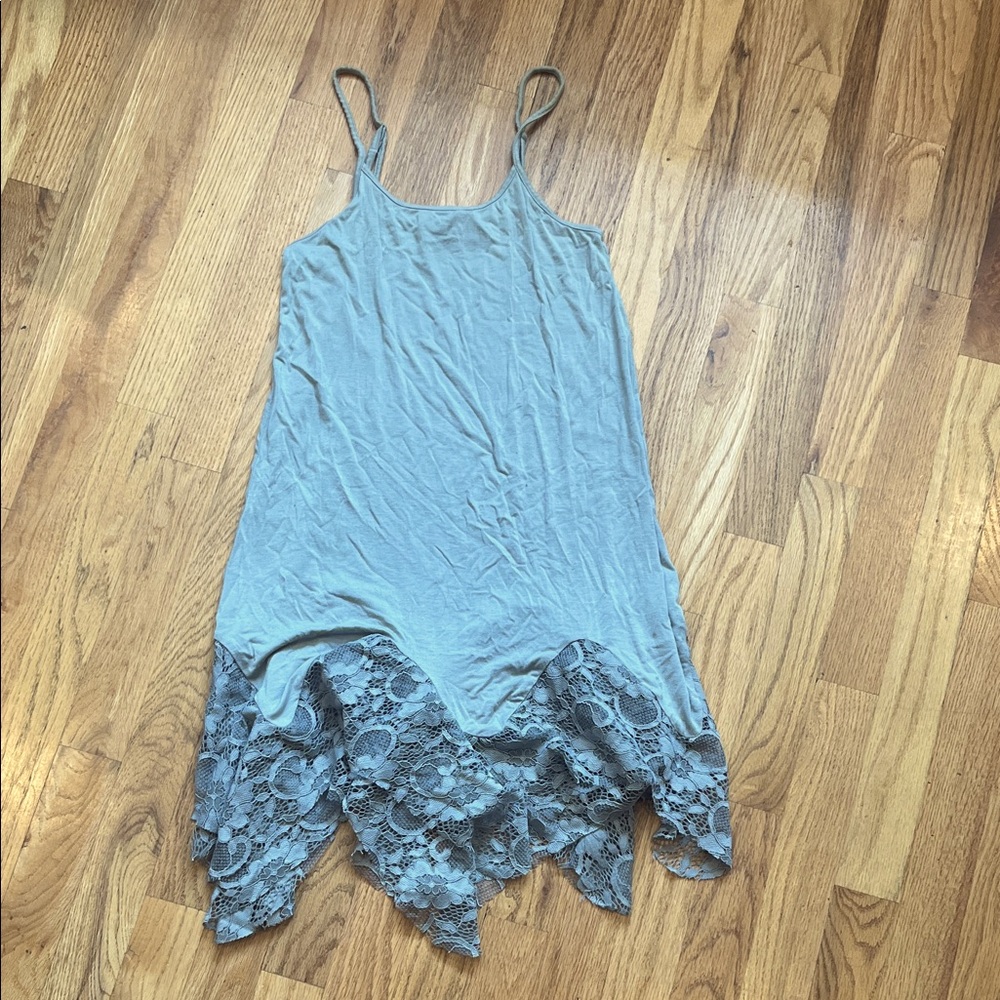Winter Lennon Sage Green Lace Hem Slip Dress/Camisole - Size S